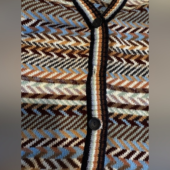 VTG 70’s College Dress Chevron Striped Cardigan. Colorful. Pockets Small. - Picture 15 of 15